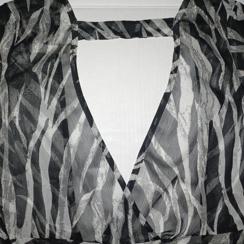 EMERALD LONG SLEEVE SHEER ZEBRA PRINT TOP - Picture 11 of 11